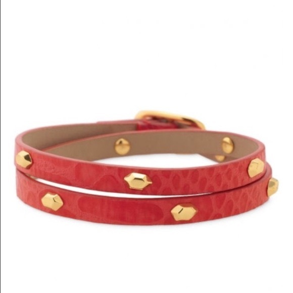 Stella & Dot Hudson Red Leather Double Wrap - Picture 6 of 6